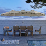 15ft Double Sided Patio Umbrella with Solar Lights (Base Included)