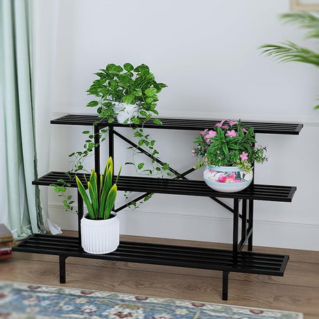 2 Tier Sturdy Metal Plant Stand Heavy Duty Plant Holder for Home Indoor and Outdoor