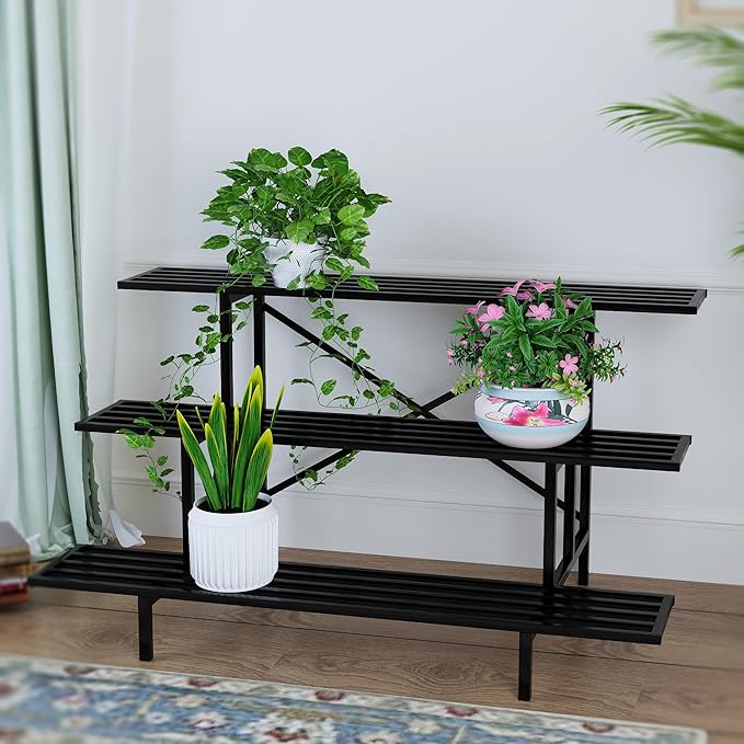 2 Tier Sturdy Metal Plant Stand Heavy Duty Plant Holder for Home Indoor and Outdoor