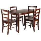 Inglewood 5-PC Set Table w/ 4 Ladderback Chairs Dining, Walnut