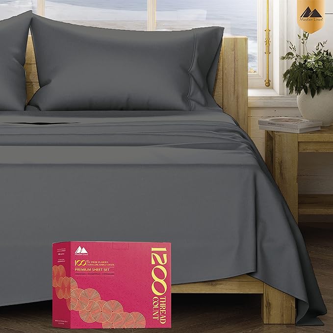 5-Star Hotel Quality 1200 Thread Count 100% Supima Cotton Sheets for Queen Size Bed,