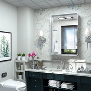 Bathroom Mirror for Wall Brushed Brass Metal Rounded Corner