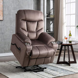 r Lift Recliner Chair for Elderly X Large with Premium PU Leather Lift Chair Electric Recliner Powered by OKIN Motor Side Pockets USB Charge Port Stainless Cup Holder Brown