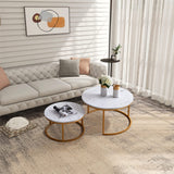 Modern Nesting Coffee Table Set of 2, Round Accent Coffee Table