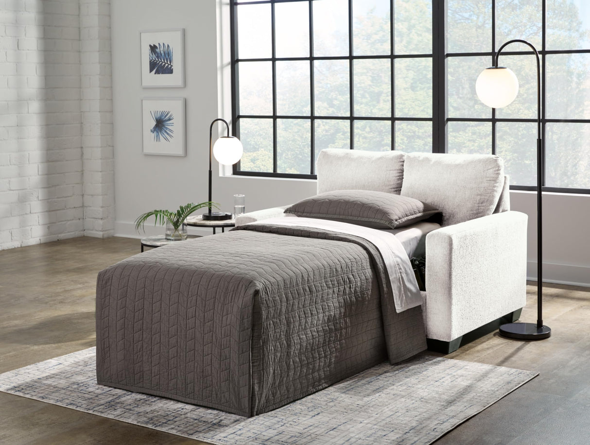 Rannis Coastal 2-in-1 Sofa Sleeper with Folding Gel Memory Foam Mattress, Twin, White