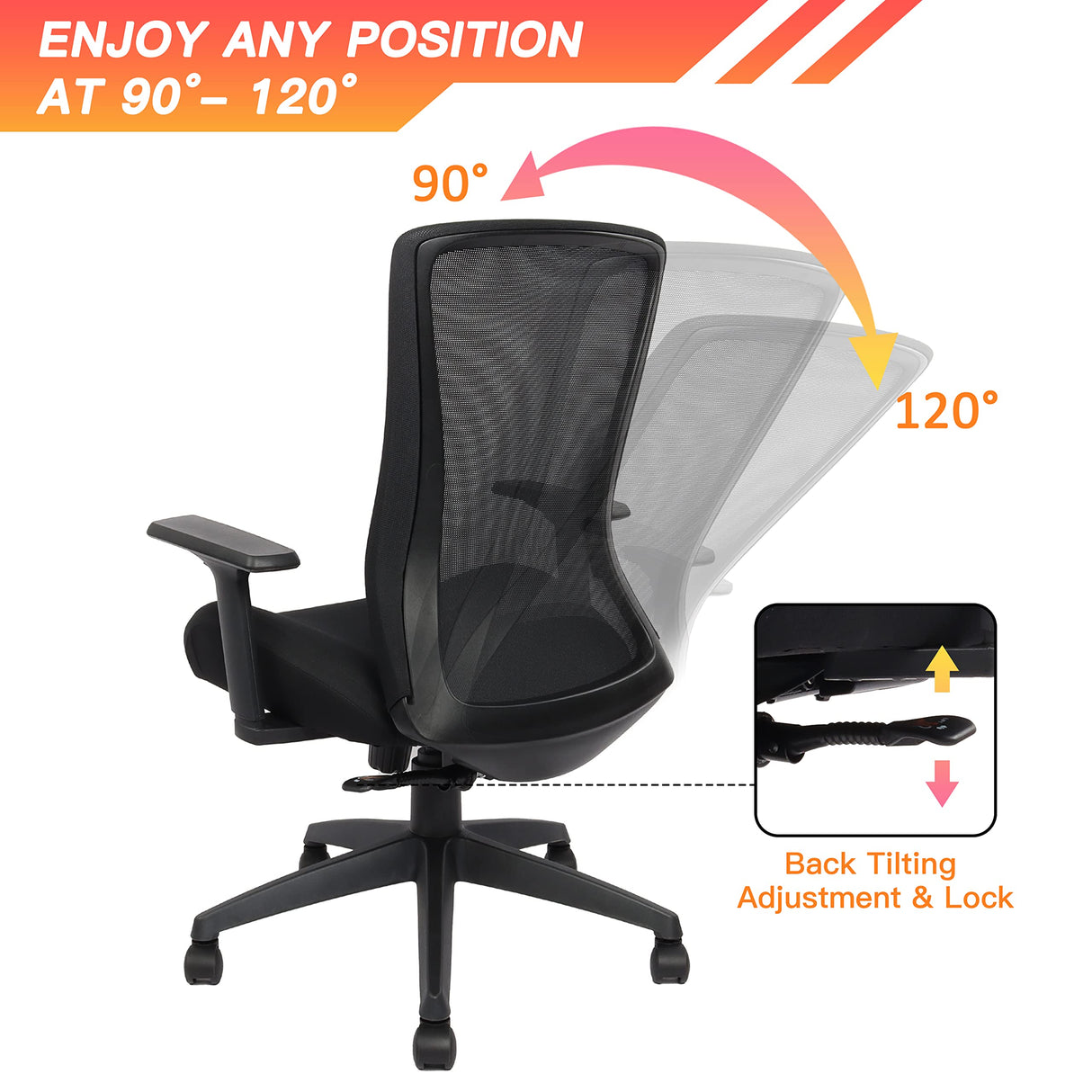 Office Chair for Heavy People 400lb, Ergonomic Desk Chair Mesh Computer Chair