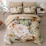 Khaki Comforter Set King Size 7 Pieces Floral Bed