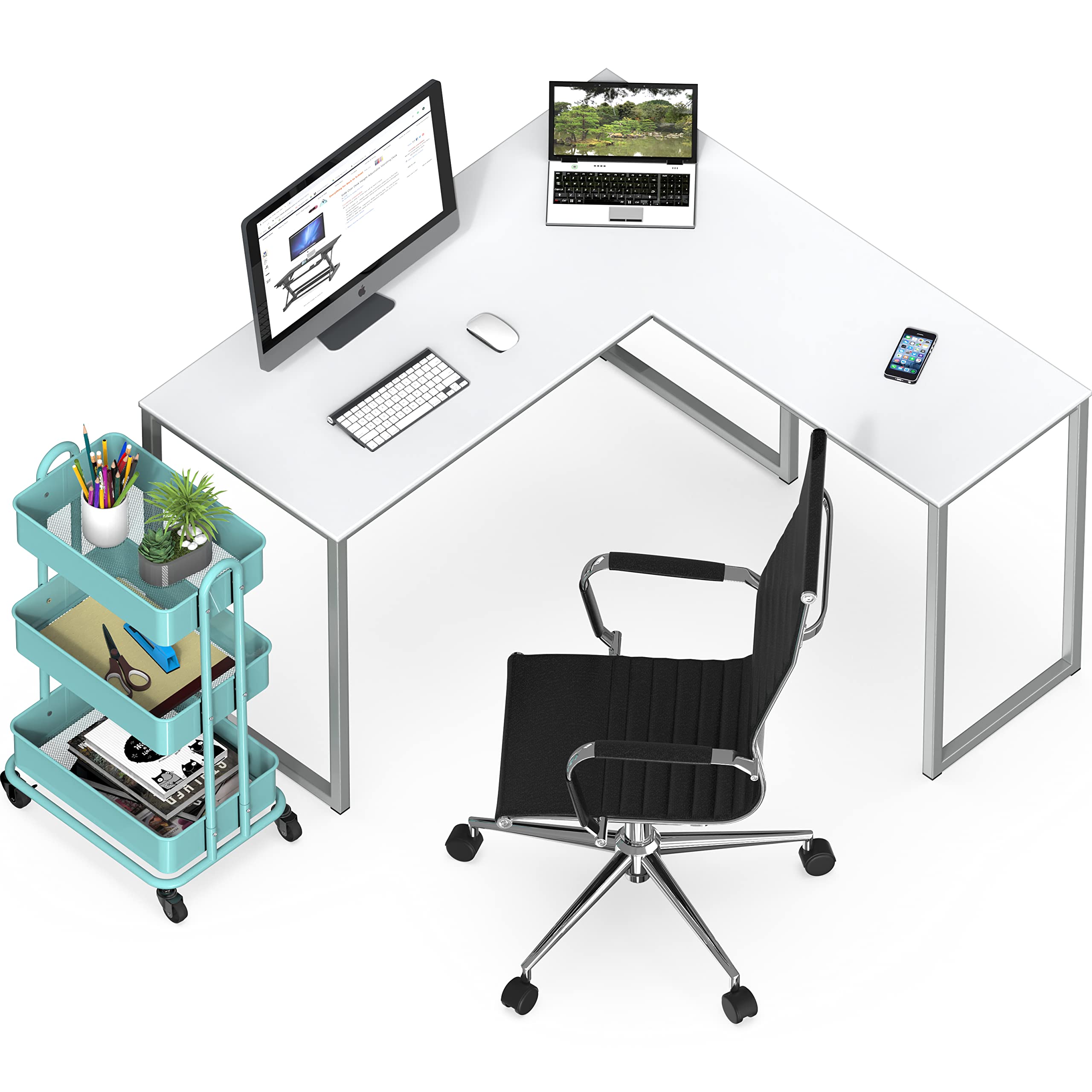 Mission 48 x 48 Inches L-Shape Home Office Computer Desk, White