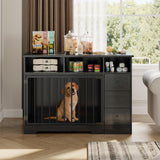 48" Farmhouse Dog Crate Furniture with Storage Drawers