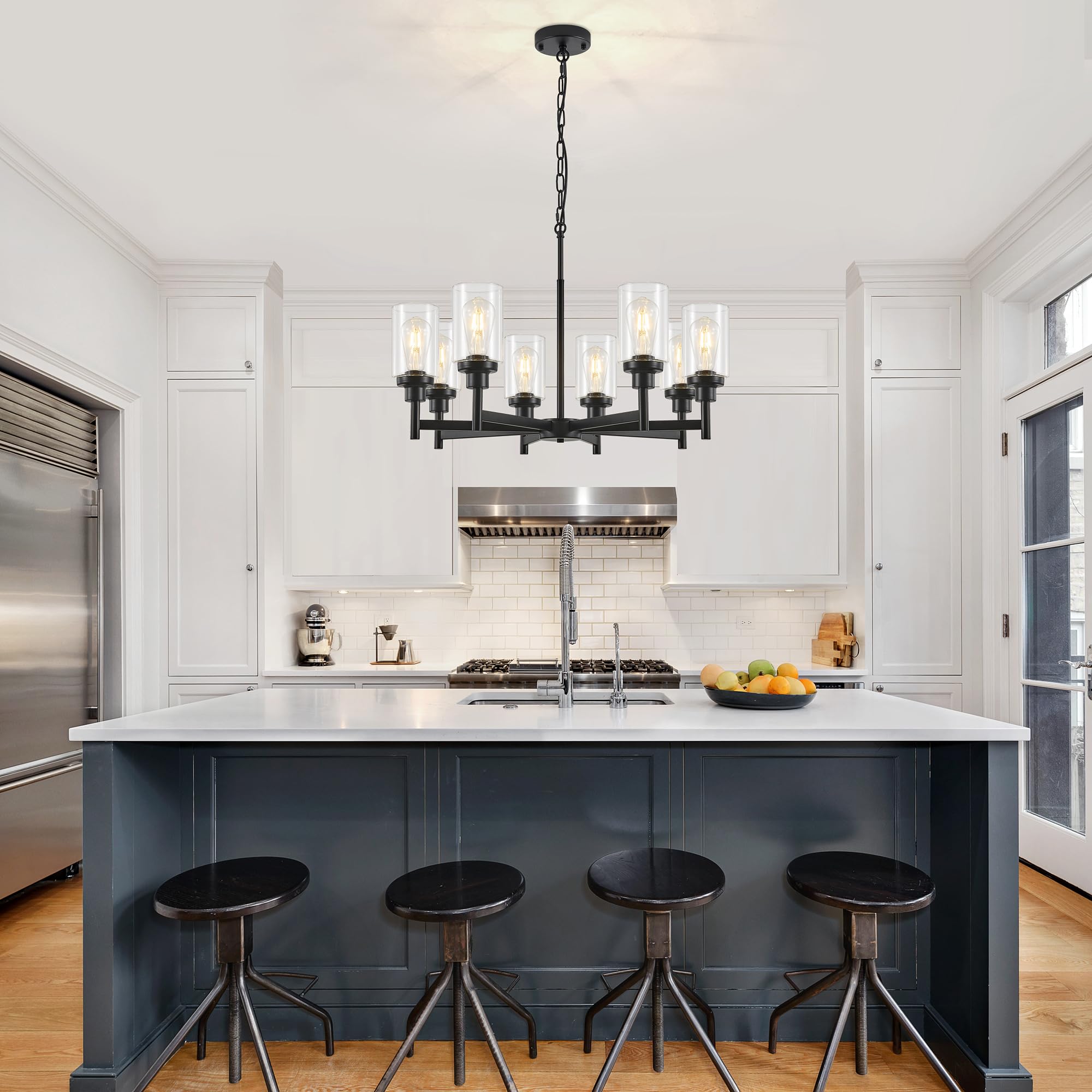8-Light Modern Farmhouse Chandelier for Dining Room Light Fixture Over Table