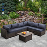 7 Pieces Outdoor Wicker Furniture Conversation Set Patio Furniture Sectional Sofa