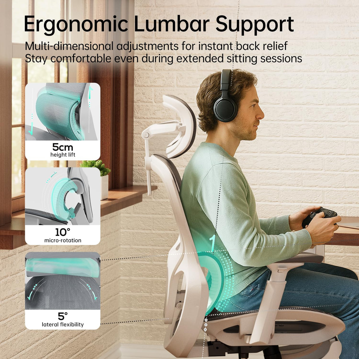 P2 Ergonomic Office Chair with 3D Lumbar Support & Footrest