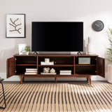 Walker Edison Emery Mid Century Modern Solid Wood TV Stand for TVs up to 80 Inches 70 Inch Walnut