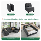 Modular Sectional Sofa Velvet U Shaped Couch with Reversible Chaises