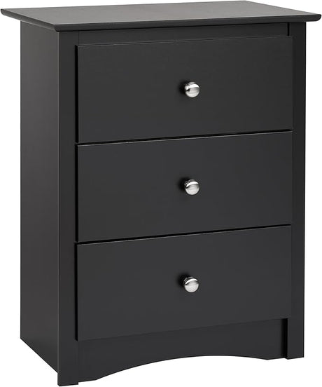 Sonoma Traditional Tall Nightstand Side Table with 3 Drawers,