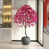 Bougainvillea Tree,7FT Fake Bougainvillea Trees with Flowers in Grey Planter