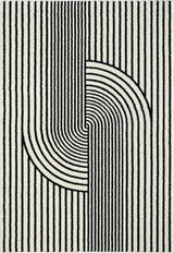 Nuevo Collection Area Rug - Mid-Century Black & Ivory Arch Knot Design