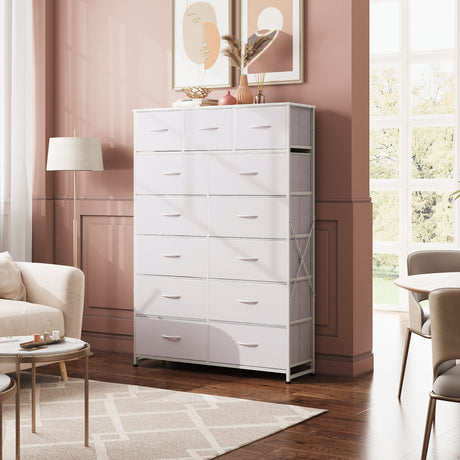 Tall Dresser for Bedroom with 13 Drawers, Storage Dresser Organizer Unit, Fabric Dresser for Bedroom