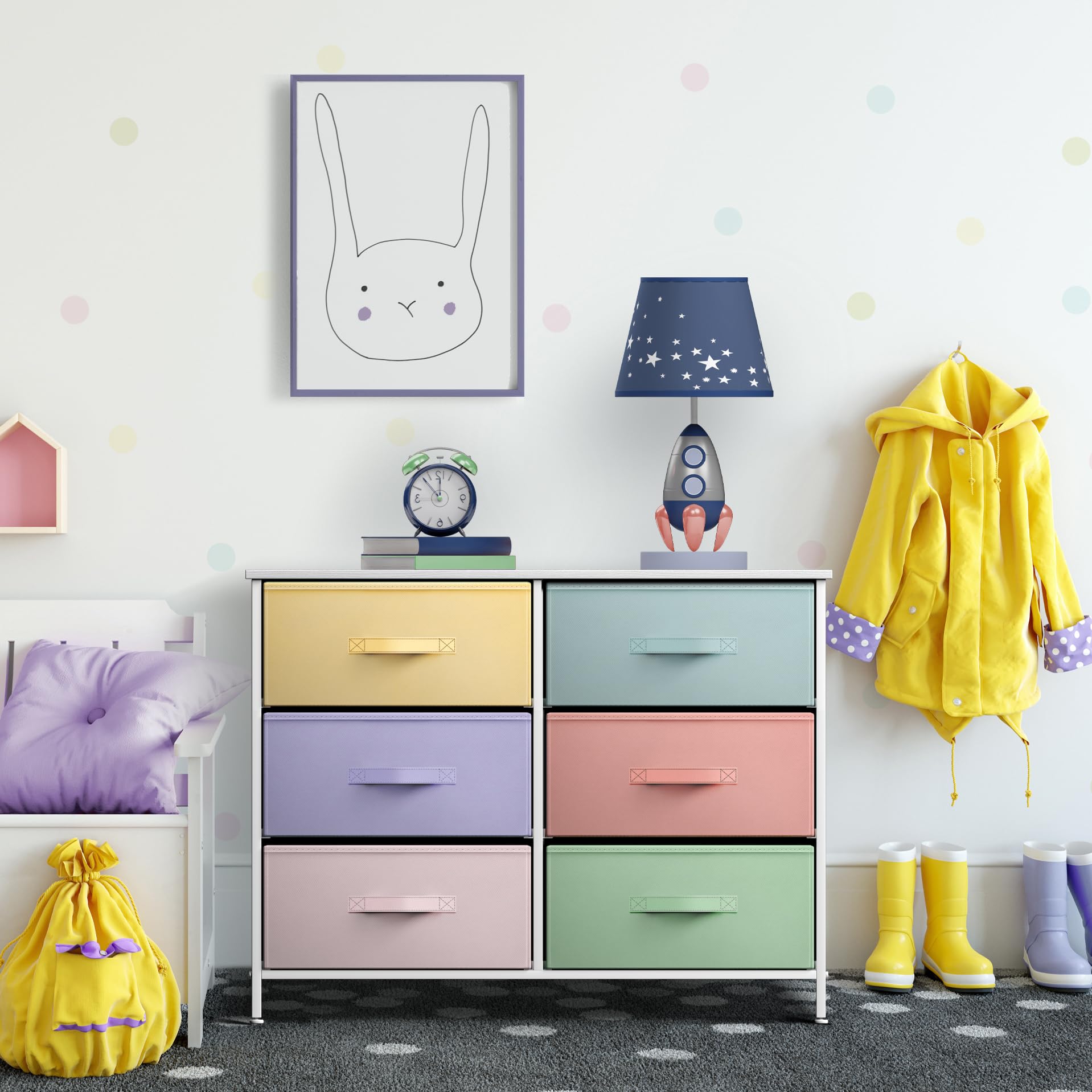 Dresser with 6 Drawers - Furniture Storage Tower Unit for Bedroom, Hallway