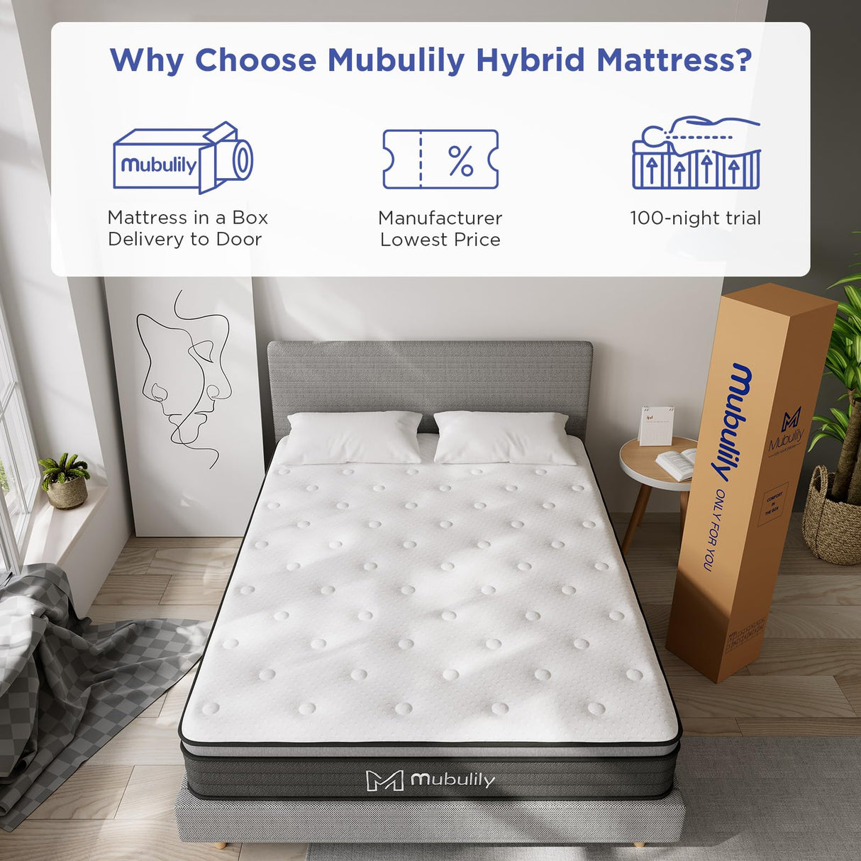 Full Mattress,8 Inch Hybrid Mattress in a Box with Gel Memory Foam