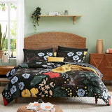 8 PCS White Floral Comforter Set with Flowers Leaves Pattern