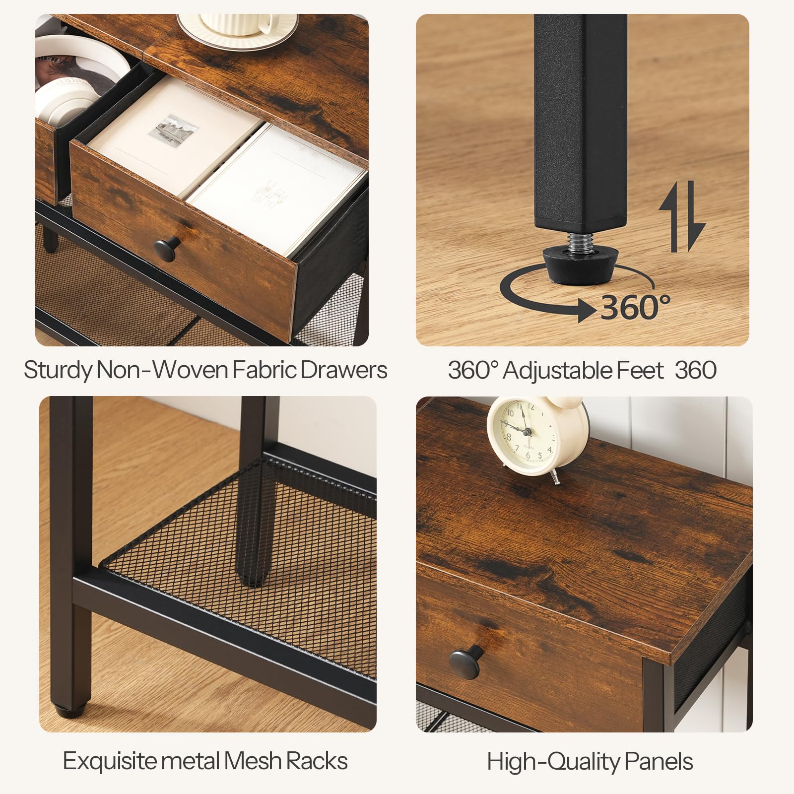 29.5" Narrow Console Table with Power Outlet & Fabric Drawers