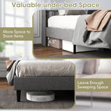 Full Size Upholstered Platform Bed Frame with Tufted Headboard