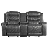 Derringer Wall Hugger Manual Double Glider Reclining Loveseat, Gray