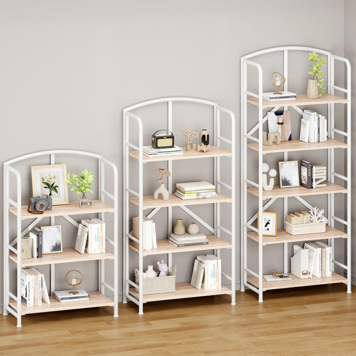 No-Assembly Folding Gold Bookshelf Storage Shelves Multifunctional Plant Flower Stand