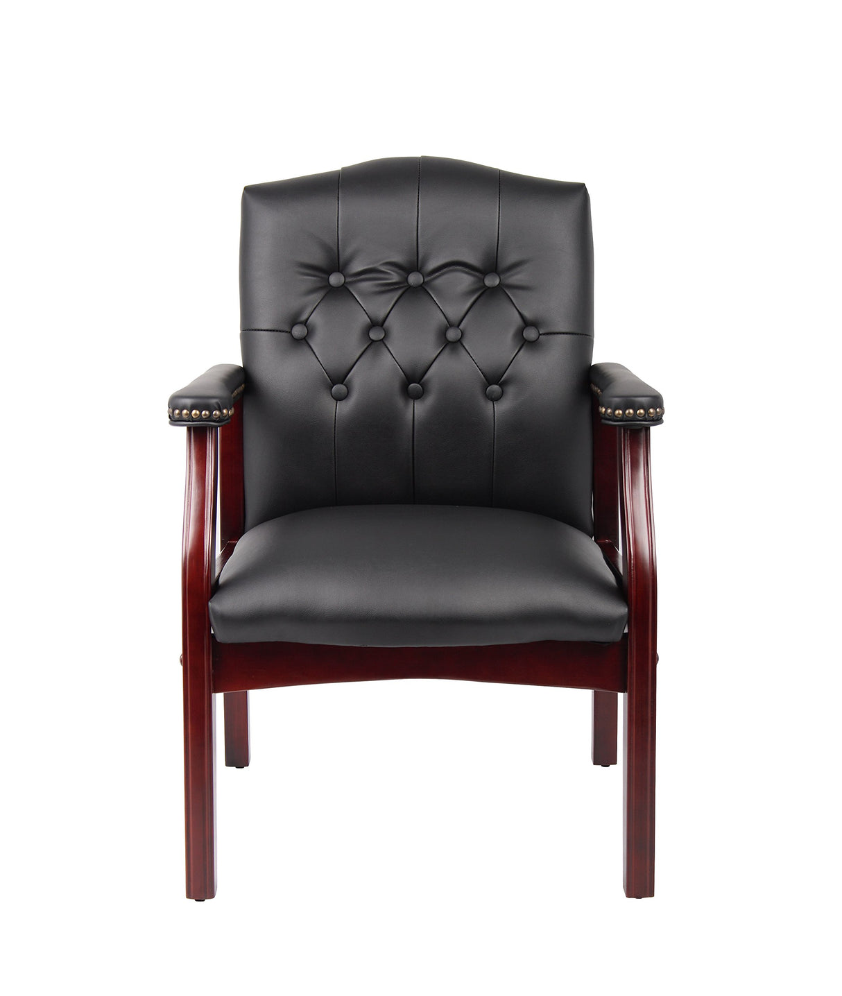 Ivy League Executive Guest Chair, Vinyl, Black