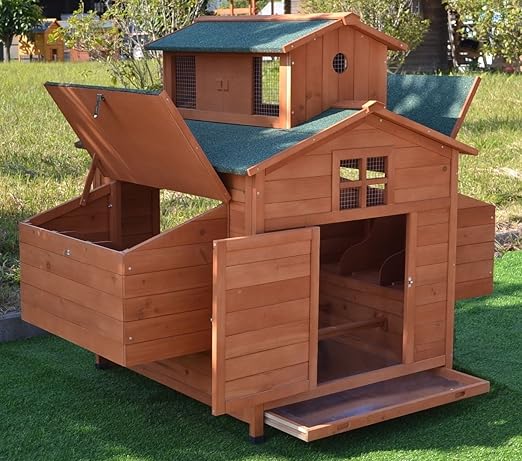 Deluxe Large Wood Chicken Coop Backyard Hen House 6-10 Chickens