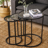 Alya Nesting Table Set of 3 Pcs - Glass End Tables Living Room Set