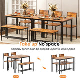 4 Piece Dining Table Set, Dining Room Set, Kitchen Dinner Table with Benches for 4