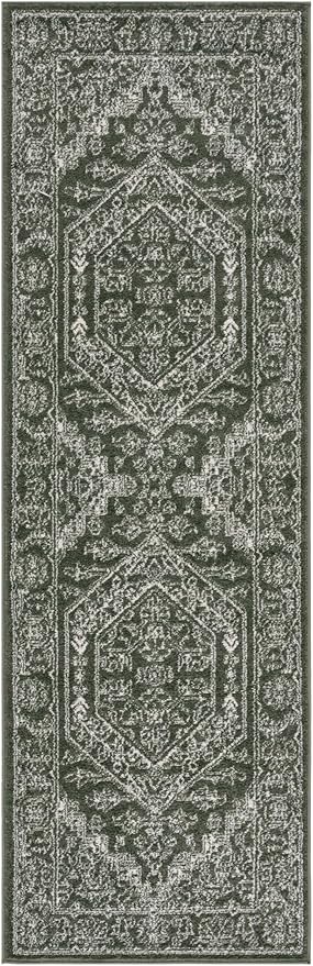 Adirondack Collection Runner Rug - 2'6" x 8', Light Grey & Dark Grey