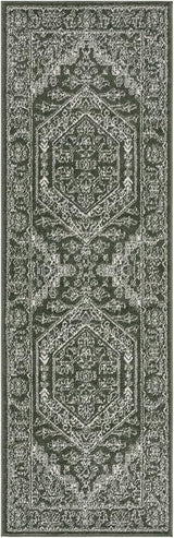 Adirondack Collection Runner Rug - 2'6" x 8', Light Grey & Dark Grey