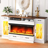 Fireplace TV Stand for 75-80 Inch TV with LED Lighting