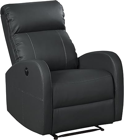 Sean Collection Modern Electric Leather Recliner Chair with USB Charging Port an