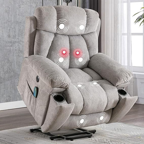 Large Power Lift Recliner Chairs with Massage and Heat for Elderly Big People