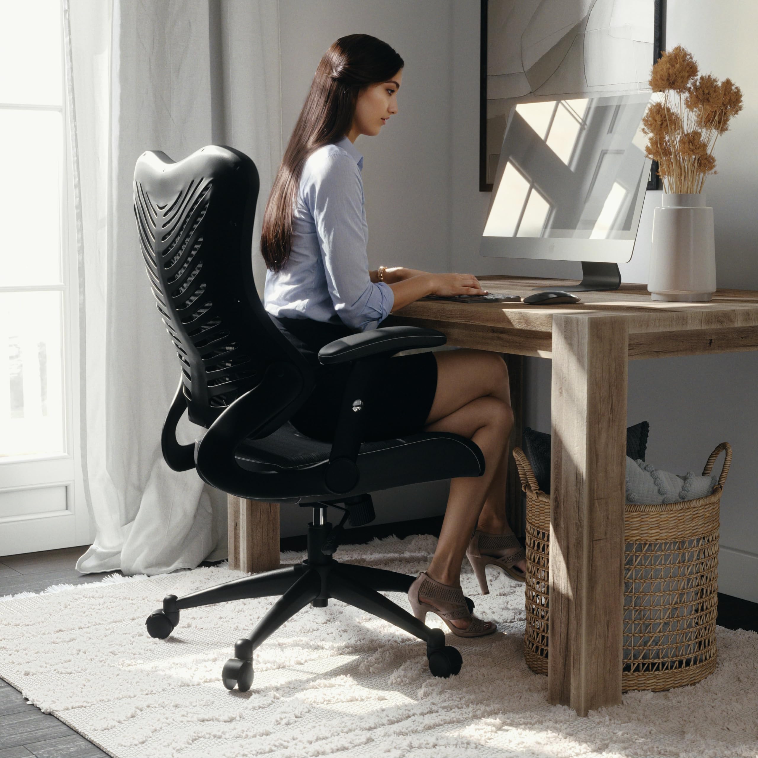 Kale High Back Designer Black Mesh Executive Swivel Ergonomic Office Chair with Adjustable