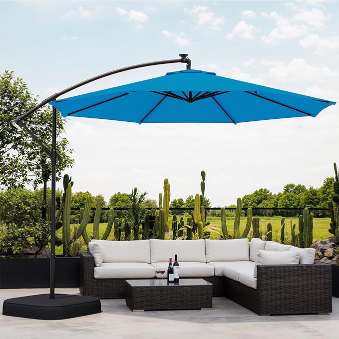 10ft Patio Umbrella with Base Included, Outdoor Offset Cantilever Umbrella