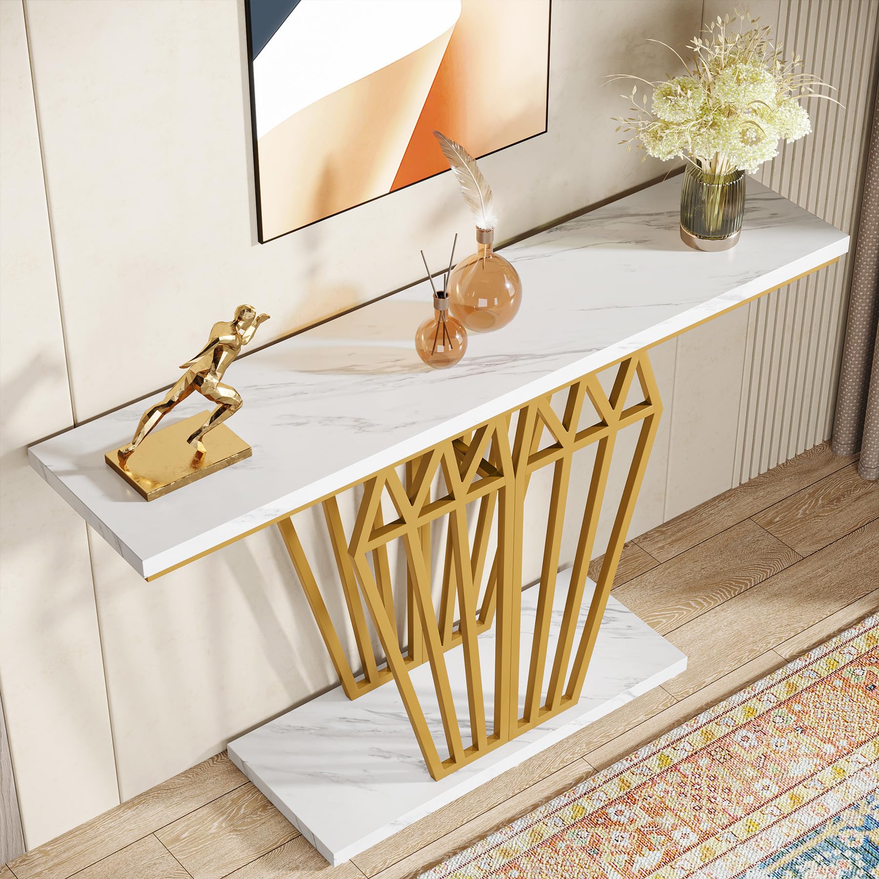 Console Table, Modern 47.24-Inch Entryway Table with LED Lights