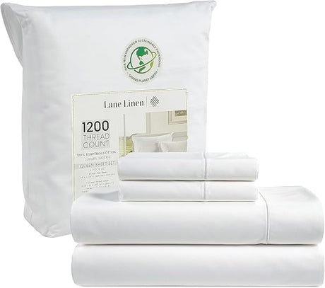 100% Egyptian Cotton King Size Sheets Set - 1200 TC, 4 Pieces - Luxury Sateen Weave Cotton Sheets King Size Set -