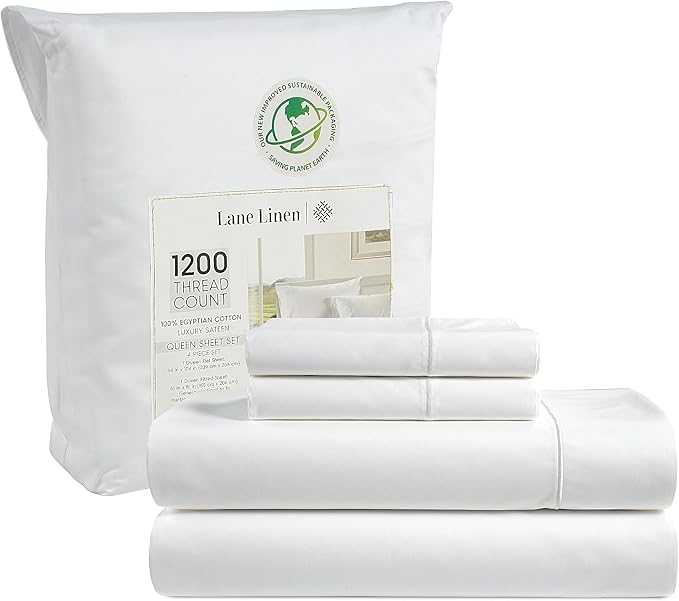 100% Egyptian Cotton Sheets King Size - 1200 Thread Count, 4 Pieces