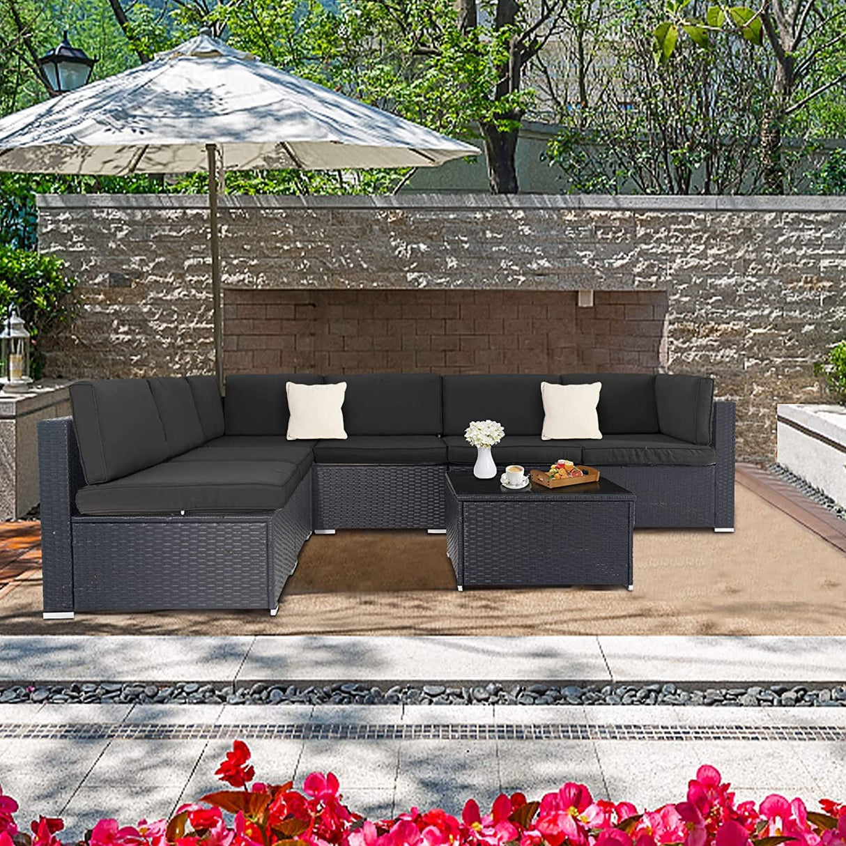 Outdoor Patio Furniture Set All-Weather Sectional Sofa Outside Couch