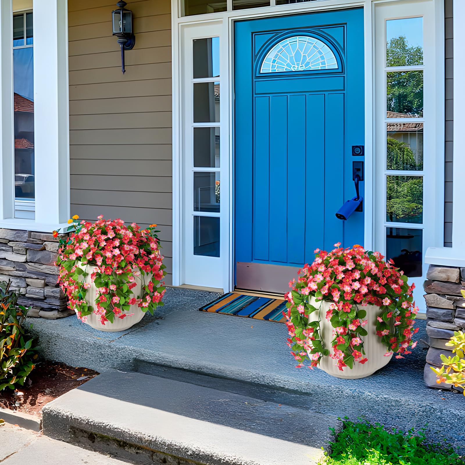 2 Pack Artificial Hanging Flowers, Fake Flowers Hanging Plant Violet Flower