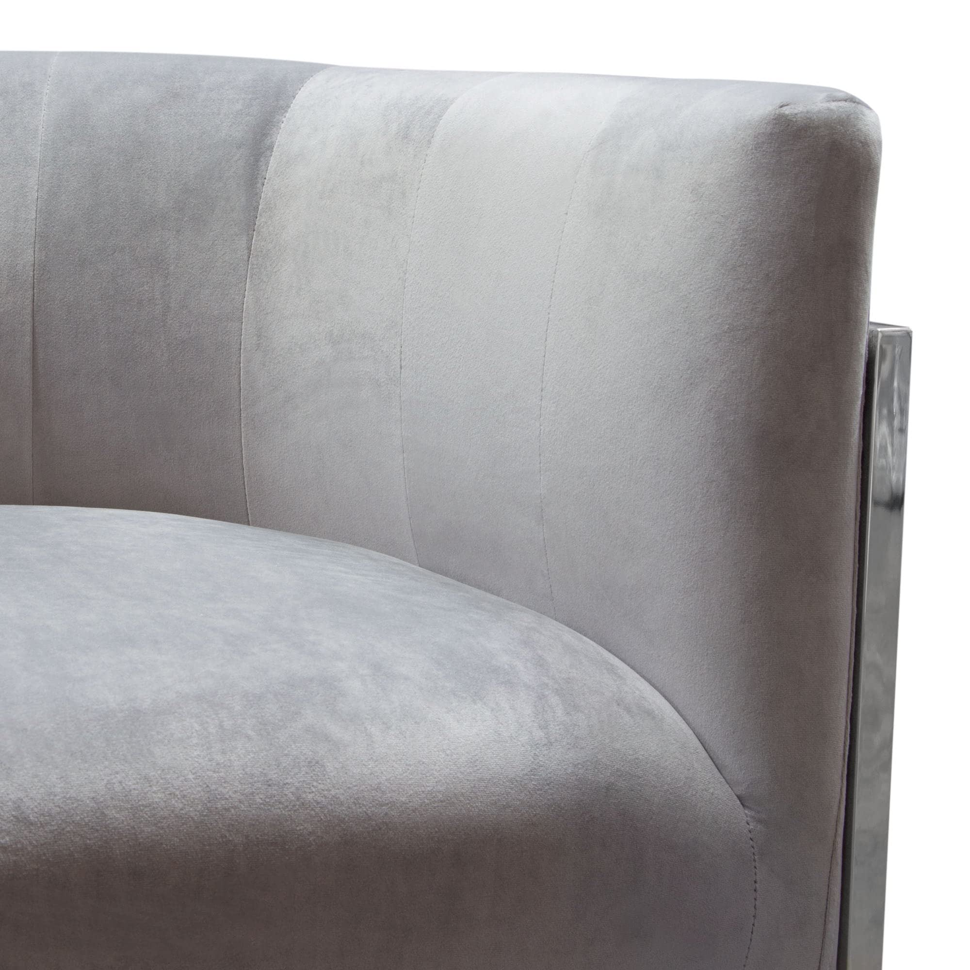 Accent Chair with Stainless Steel Frame in Grey Velvet