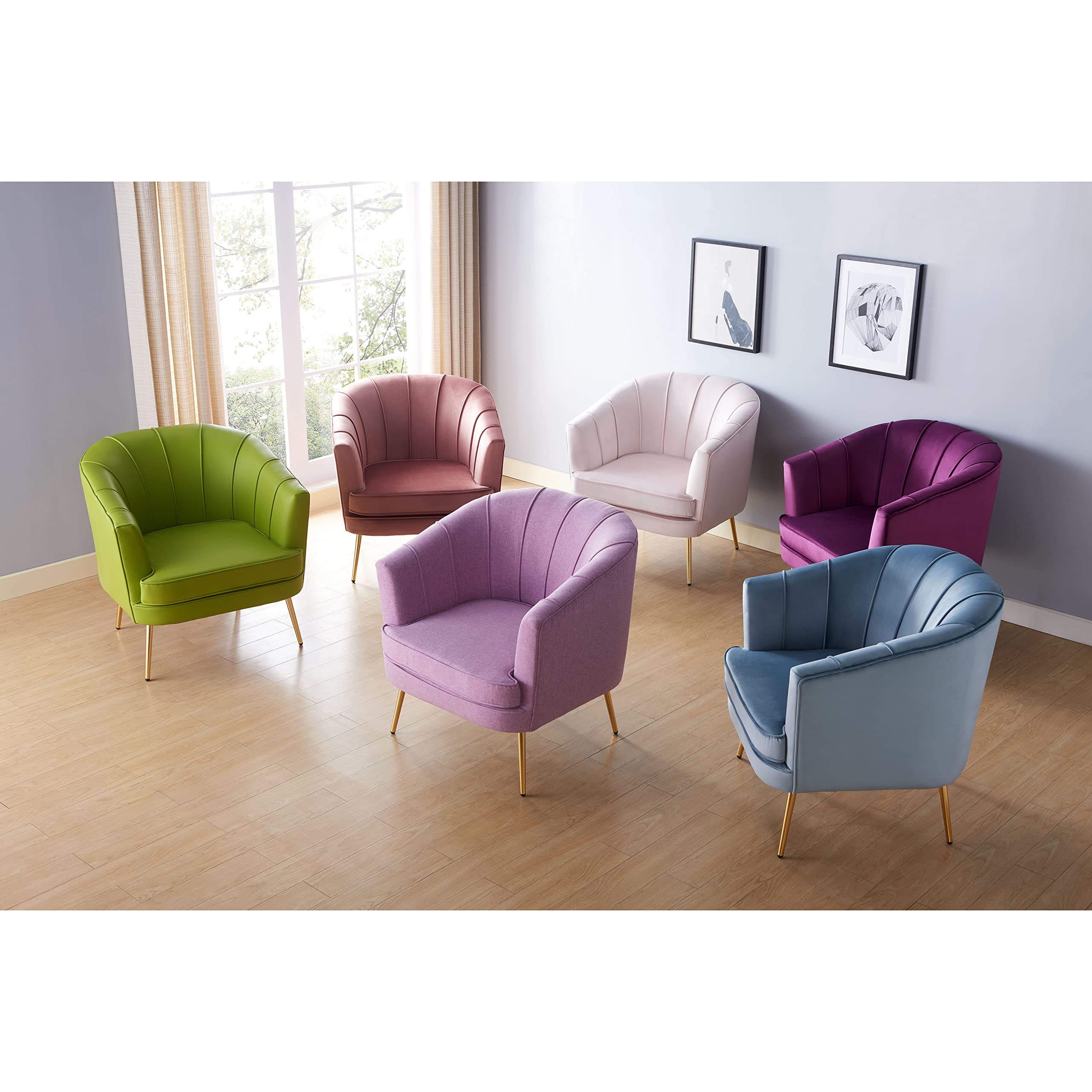 Inside + Out McCance Mid-Century Velvet Upholstered Accent Chair for ‎Living Room, Bedroom, Vintage Rose