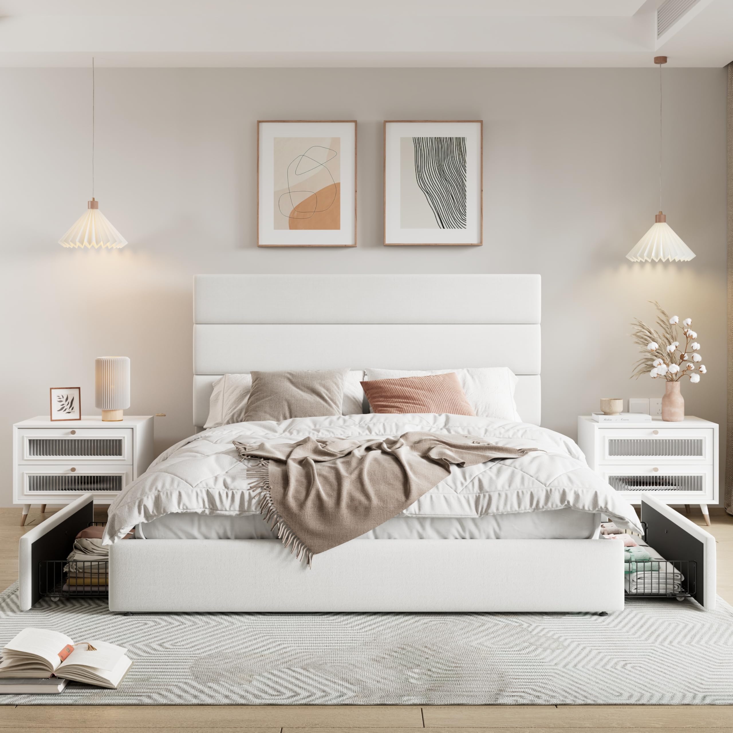 Full Size Platform Bed with 4 Storage Drawers