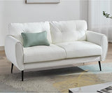 Sofa Couch 61" Small Loveseat Couches for Living Room White Leather Couch Mid