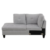 Couch 2 Pieces Sofa with Left Chaise Flannel L Shaped Cloud Couch for Living Room Furniture Sets Frame, Modular Sofa for Living Room, Bedroom, Apartment, Silver Gray